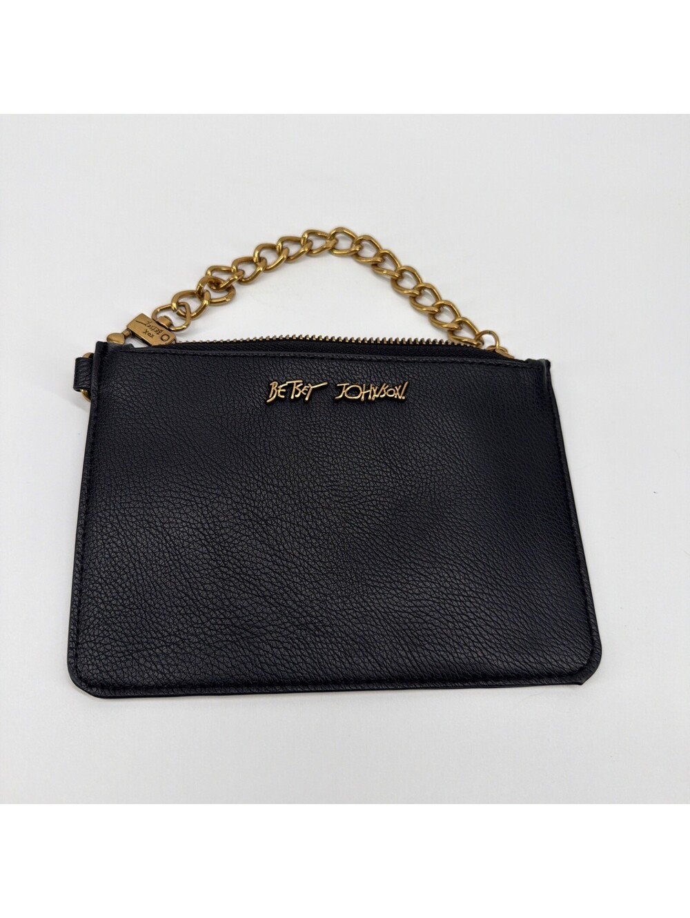 Betsey Johnson Black Wallet Wristlet With Gold Hardware Leopard Inside